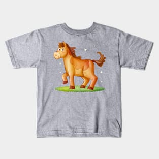 Hand Drawn Cartoon Horse Kids T-Shirt